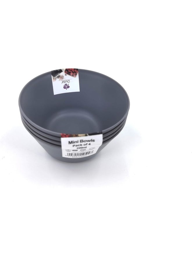 Orchid 4-Pieces Set of Mini Bowl 220Ml - Grey - Image 1